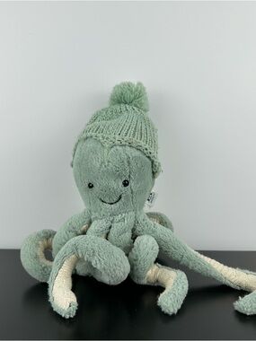 Jellycat Cozi Odell Octopus Hat 10” Retired Teal Green Plush FLAWED